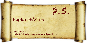 Hupka Sára névjegykártya